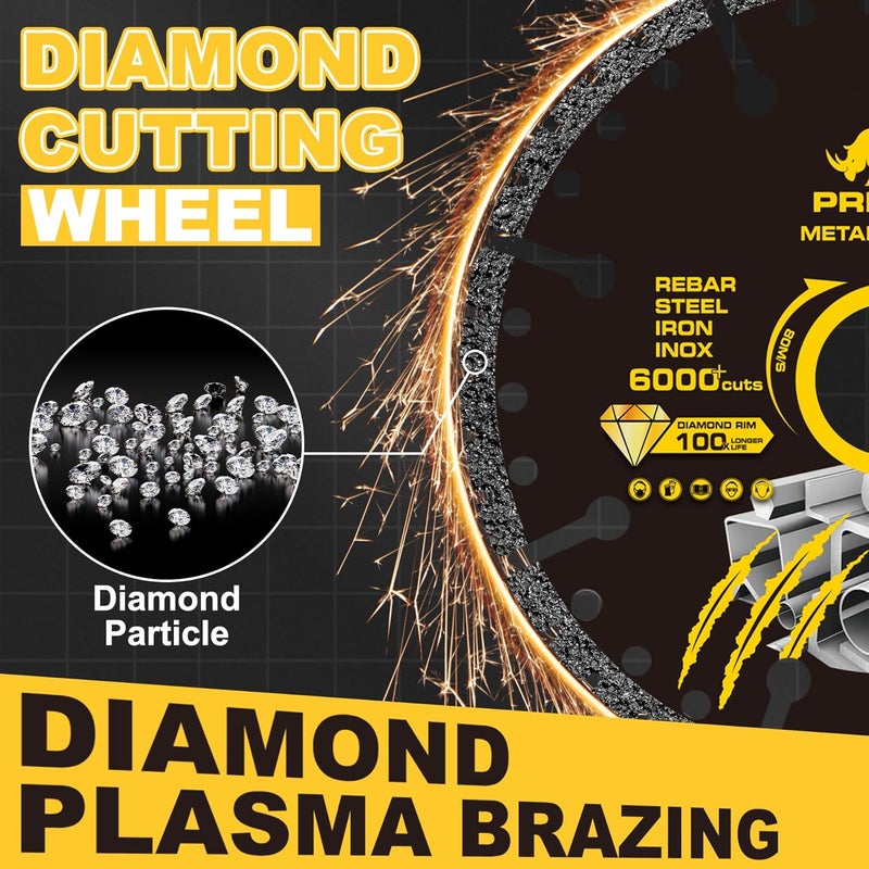 PRETEC Diamond Cutting Wheel 4 1/2 x 7/8 Inch, Angle Grinder Cutting Disc, Carbide Cut Off Wheels, 4 1/2 Cut Off Wheel for Metal with 6000+ Cuts on Rebar, Steel, Iron and INOX - 3Pack - Image 2